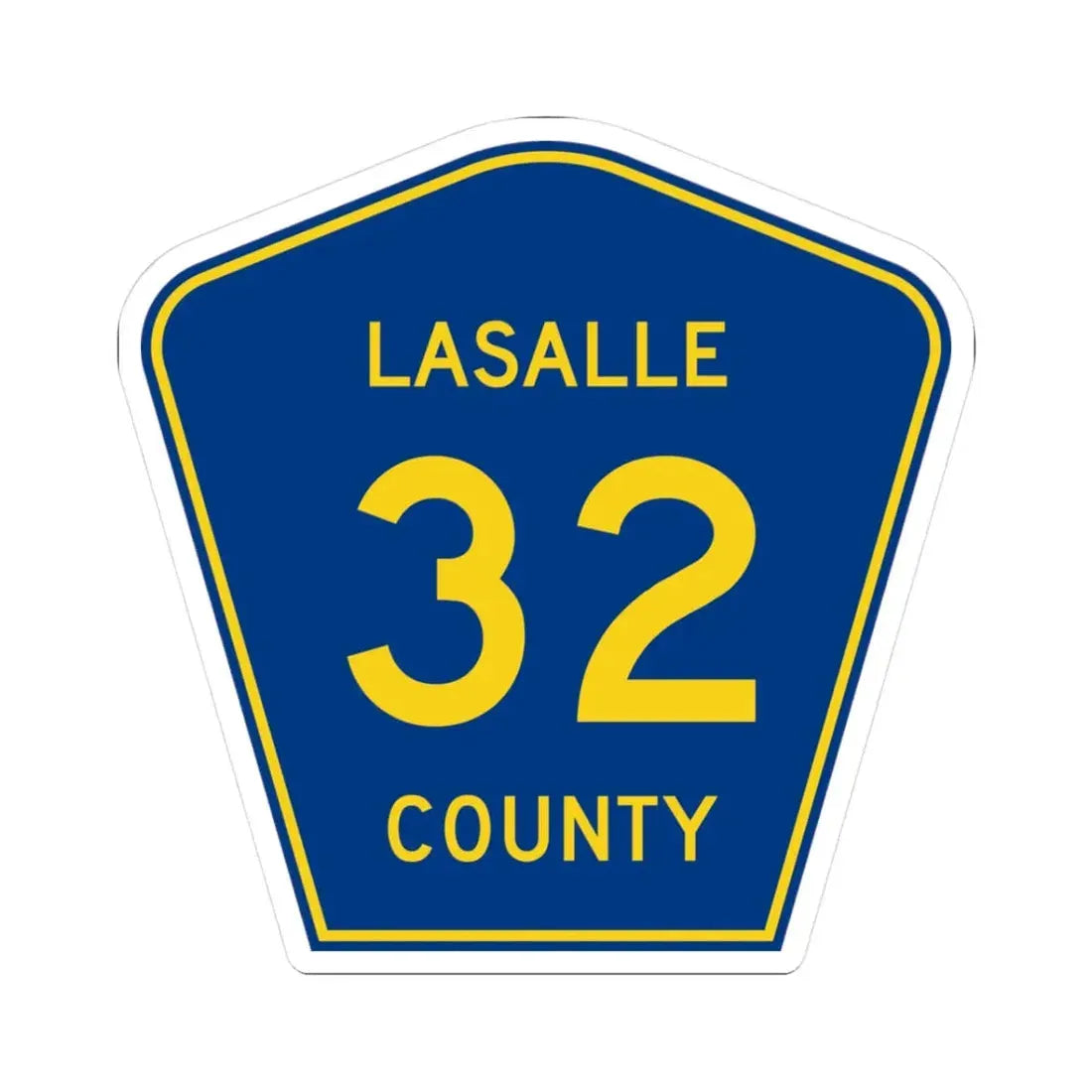 Lasalle County 32 (Illinois) (Road Sign) STICKER Vinyl Kiss-Cut Decal 3 Inch White - The Sticker Space