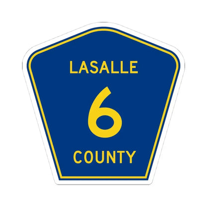 Lasalle County 6 (Illinois) (Road Sign) STICKER Vinyl Kiss-Cut Decal 4 Inch White - The Sticker Space