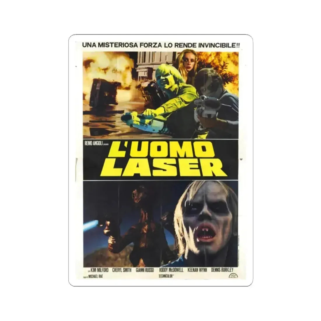 LASERBLAST (2) 1978 Movie Poster - STICKER Vinyl Kiss-Cut Decal 2 Inch White - The Sticker Space