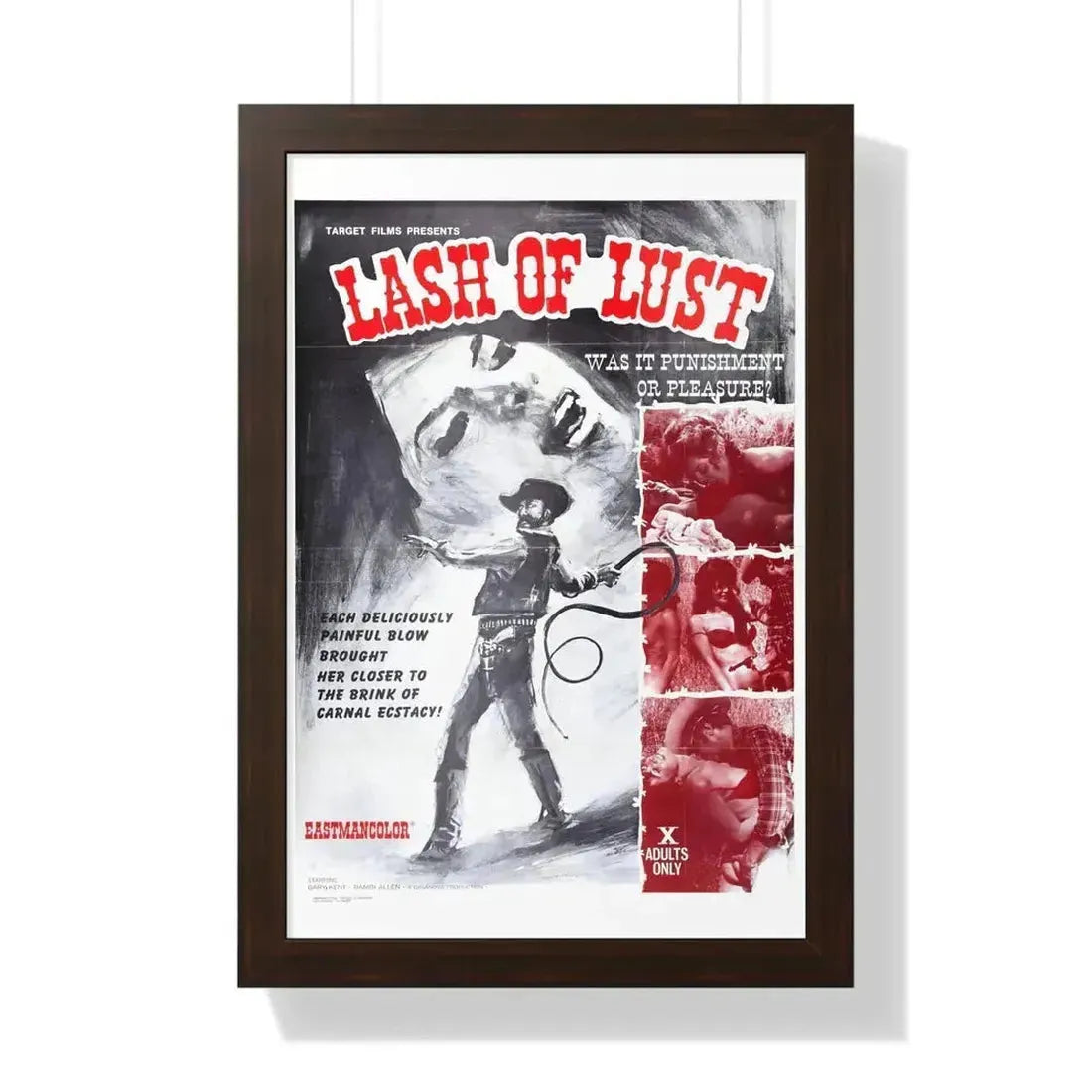 LASH OF LUST 1972 - Framed Movie Poster 16″ x 24″ Walnut - The Sticker Space