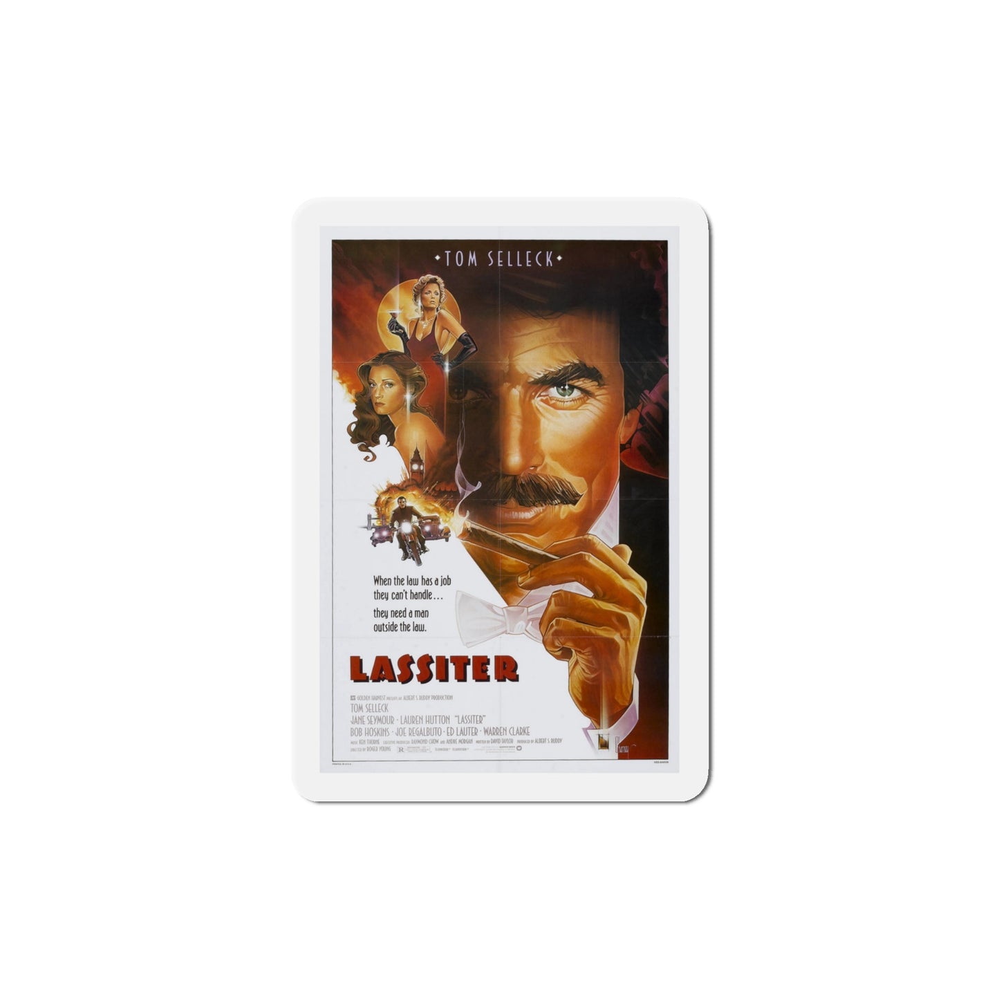 Lassiter 1984 Movie Poster Die-Cut Magnet-4" x 4"-The Sticker Space