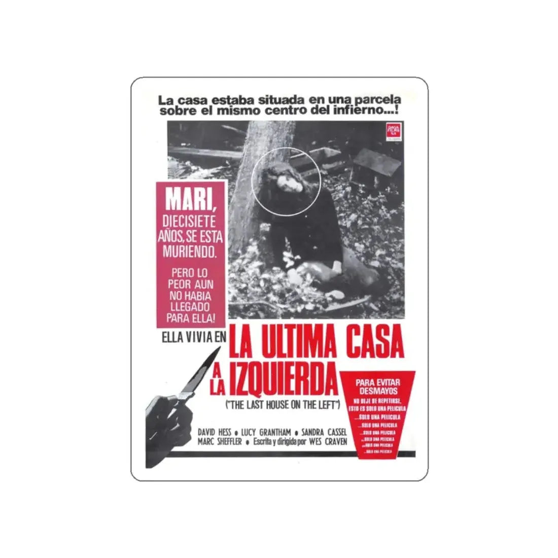 LAST HOUSE ON THE LEFT (ITALIAN) 1972 Movie Poster STICKER Vinyl Die-Cut Decal - The Sticker Space