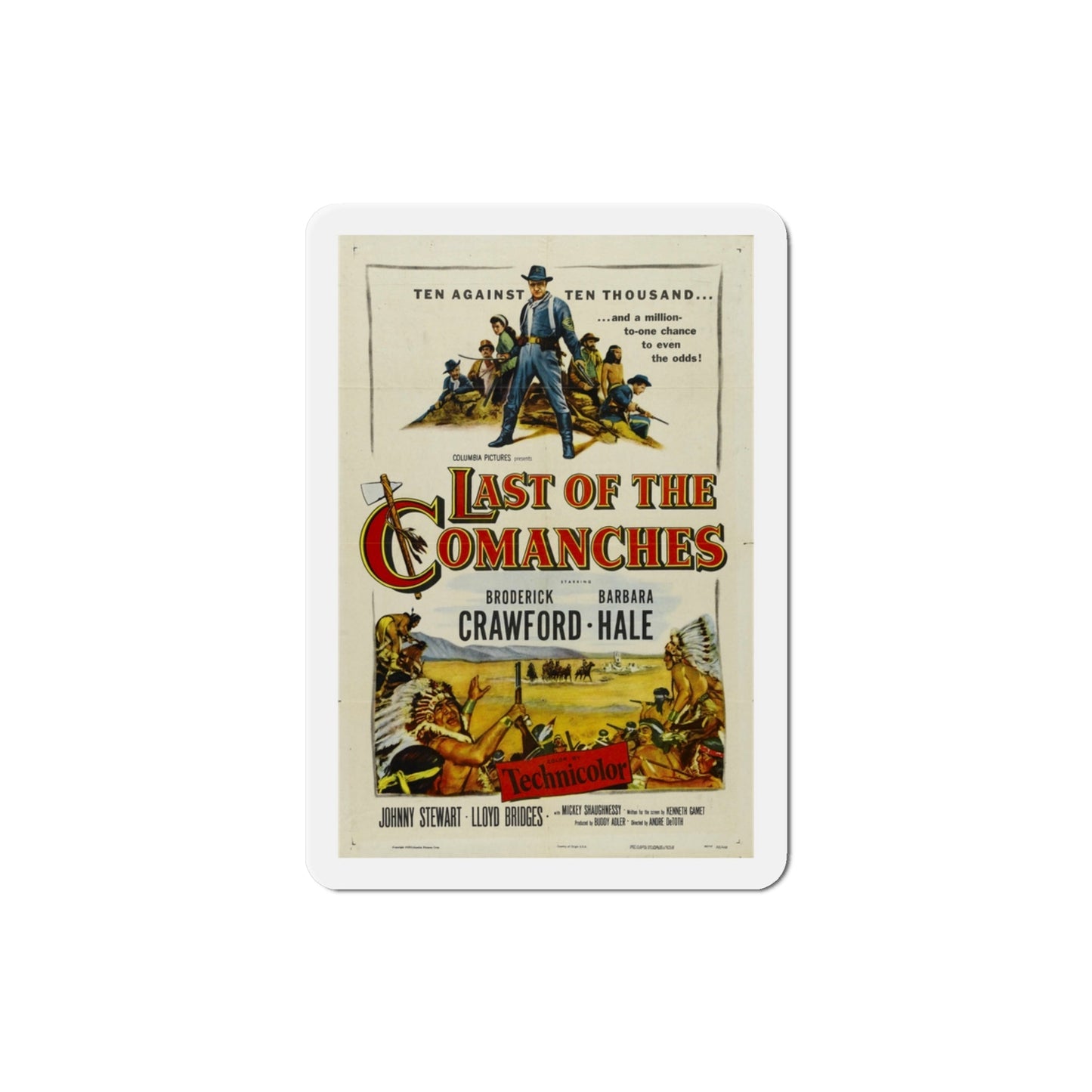 Last of the Comanches 1953 Movie Poster Die-Cut Magnet-3 Inch-The Sticker Space