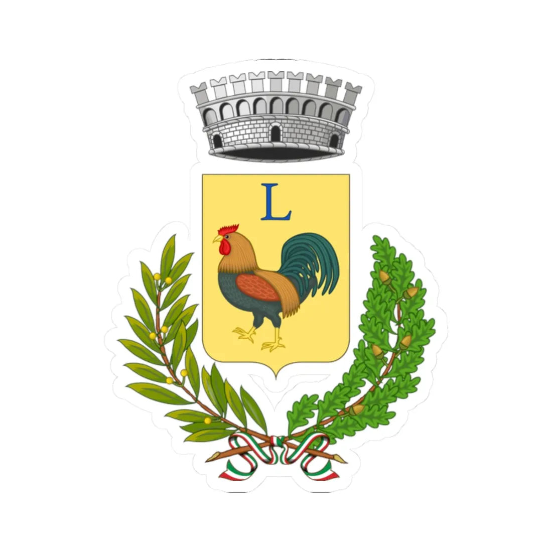 Lattarico-Stemma (Italy) (Coat of Arms) STICKER Vinyl Kiss-Cut Decal 2 Inch White - The Sticker Space