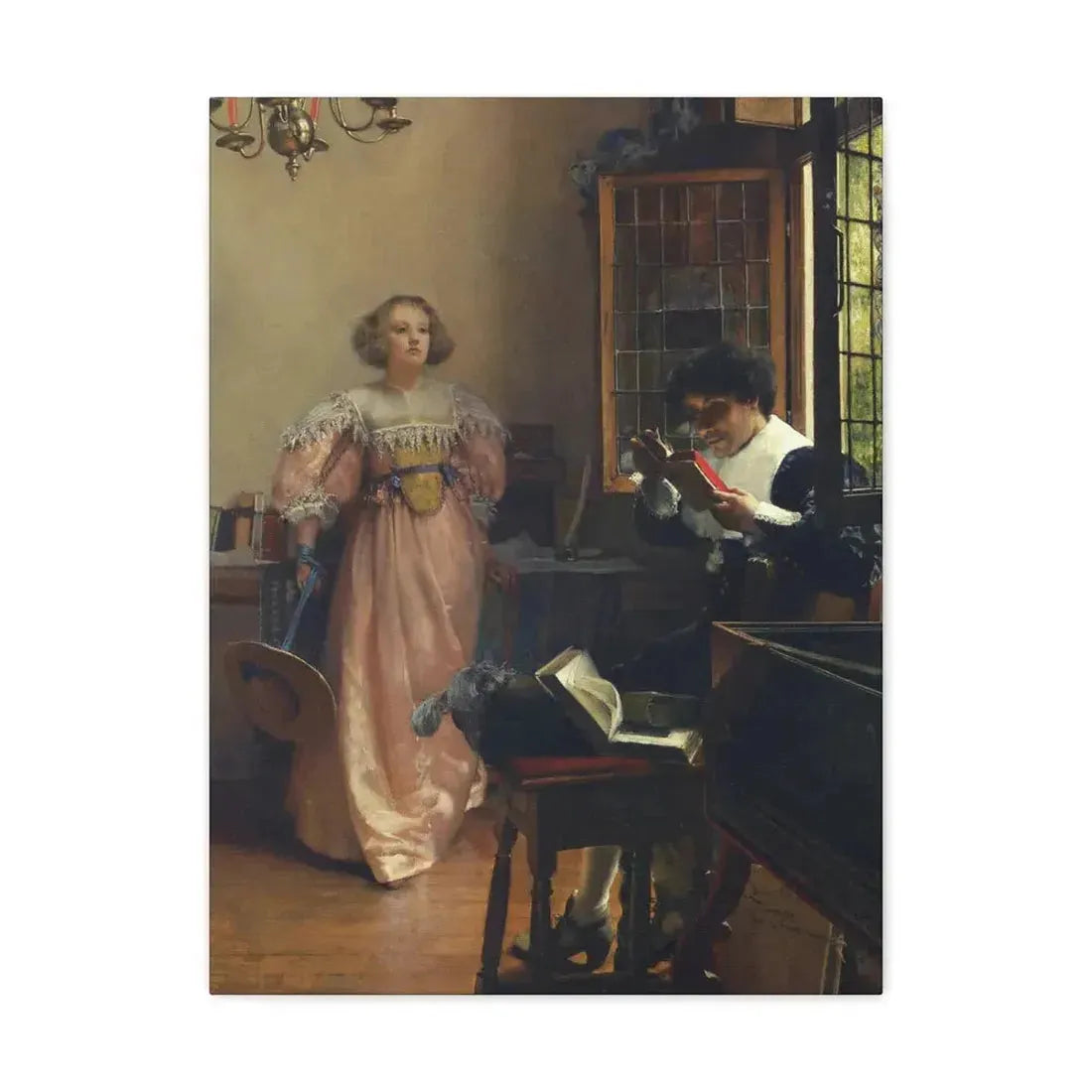 Laura Alma-Tadema (1852-1909) The Persistent Reader - Canvas Wall Art 18″ x 24″ 1.25" - The Sticker Space
