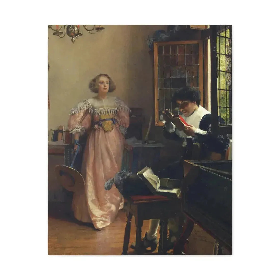 Laura Alma-Tadema (1852-1909) The Persistent Reader - Canvas Wall Art 24″ x 30″ 1.25" - The Sticker Space