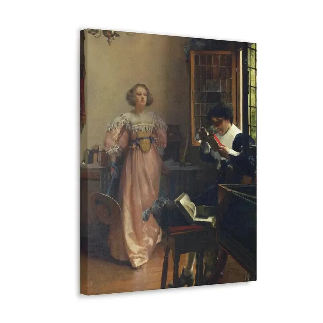 Laura Alma-Tadema (1852-1909) The Persistent Reader - Canvas Wall Art - The Sticker Space