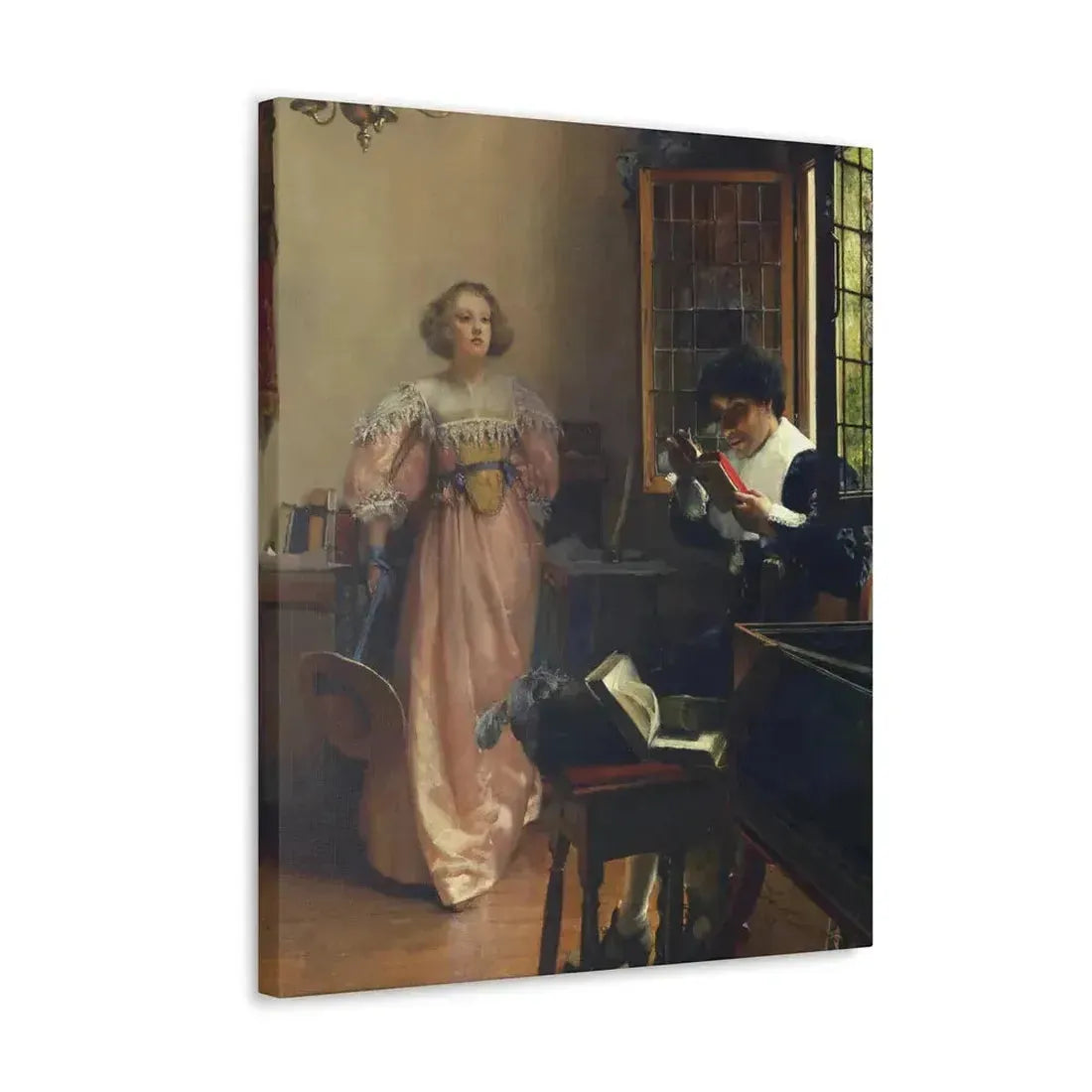 Laura Alma-Tadema (1852-1909) The Persistent Reader - Canvas Wall Art - The Sticker Space