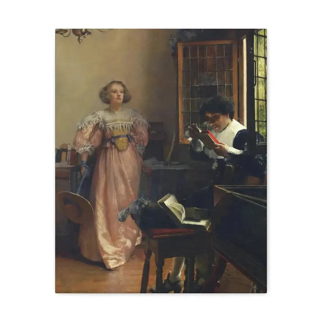 Laura Alma-Tadema (1852-1909) The Persistent Reader - Canvas Wall Art - The Sticker Space