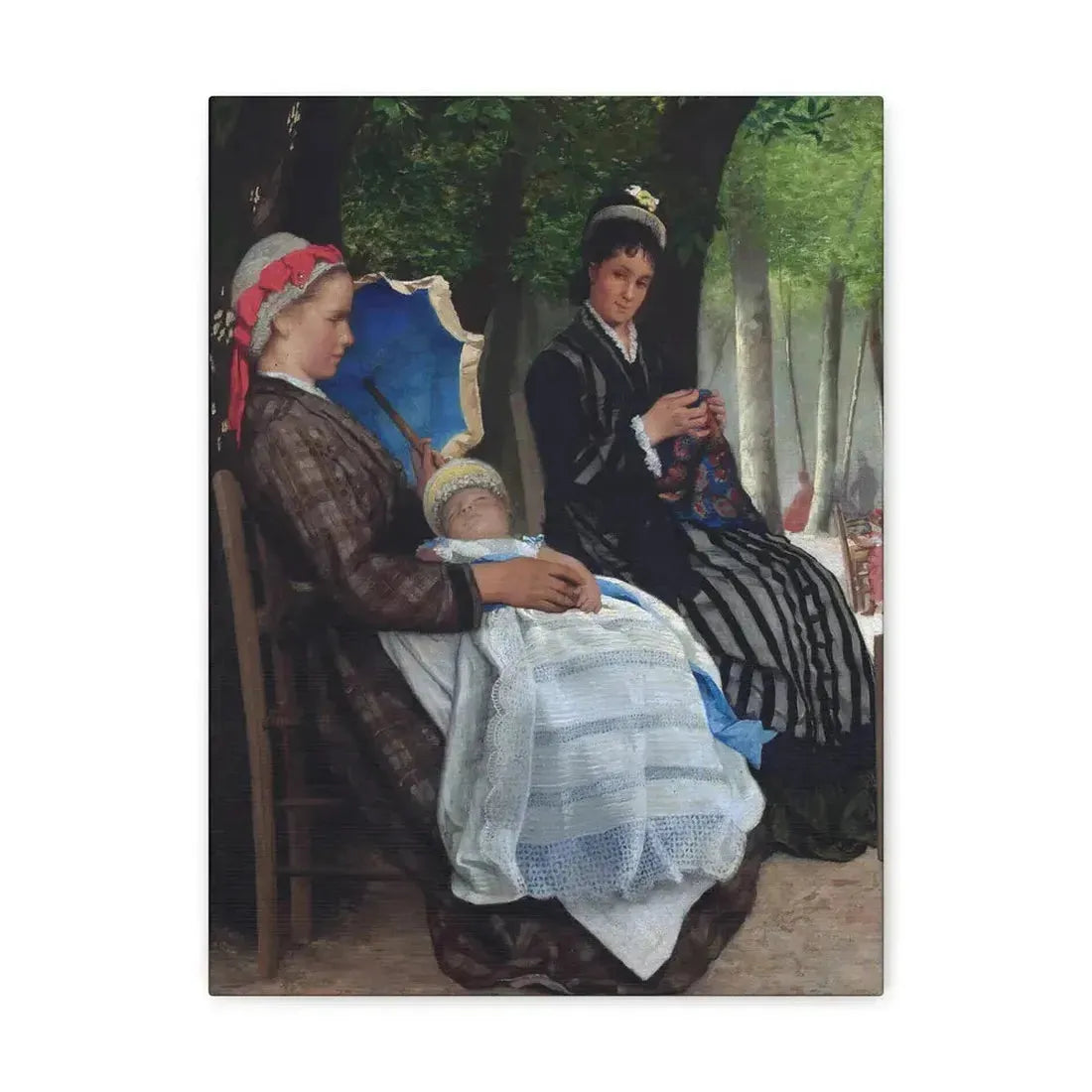 Lazare Meyer (1847-1934) A restful afternoon in the park 1878 - Canvas Wall Art 12″ x 16″ 1.25" - The Sticker Space