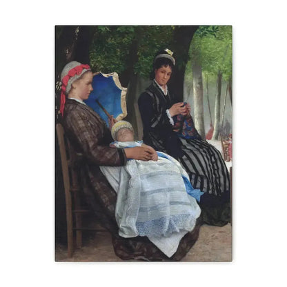 Lazare Meyer (1847-1934) A restful afternoon in the park 1878 - Canvas Wall Art 12″ x 16″ 1.25" - The Sticker Space