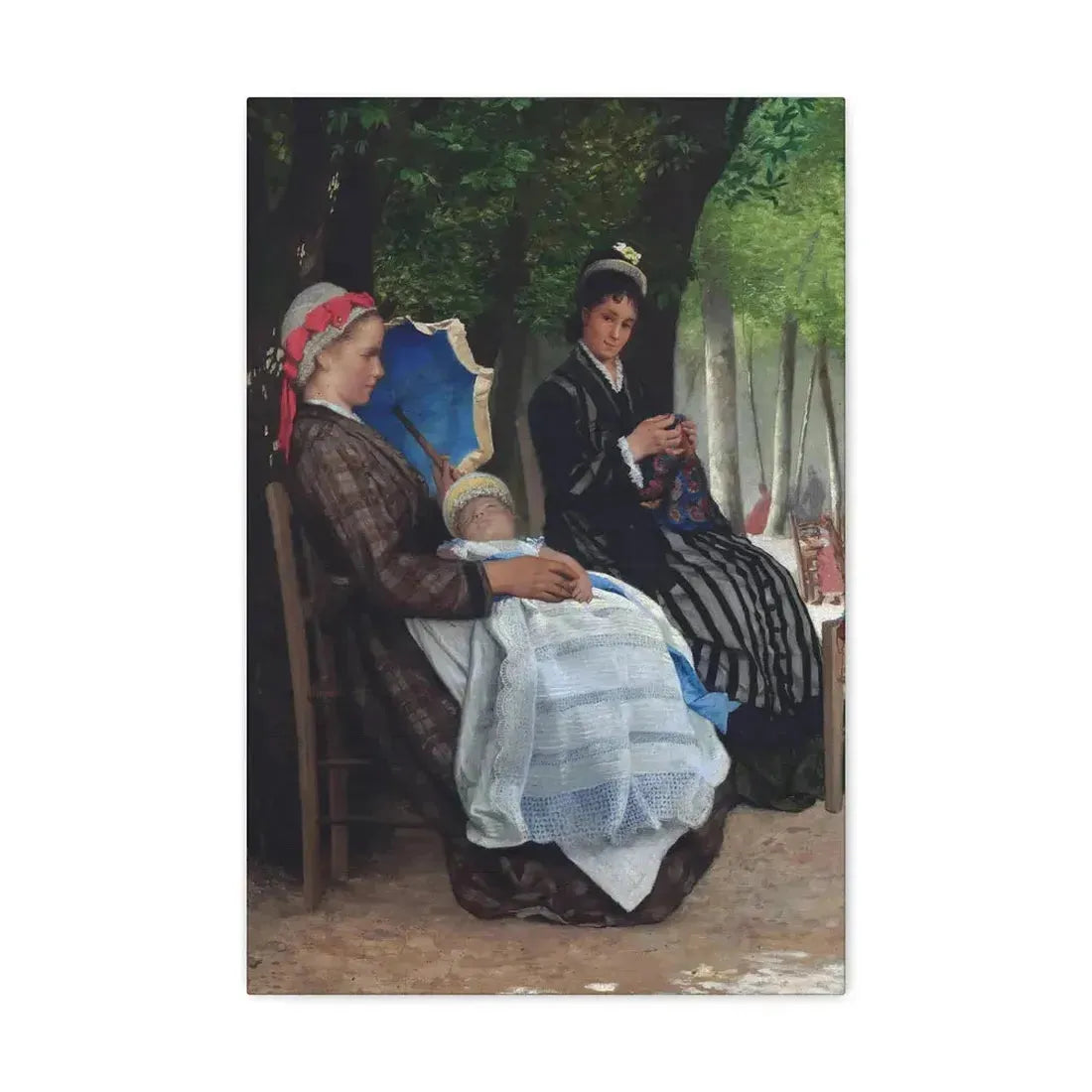 Lazare Meyer (1847-1934) A restful afternoon in the park 1878 - Canvas Wall Art 16″ x 24″ 1.25" - The Sticker Space