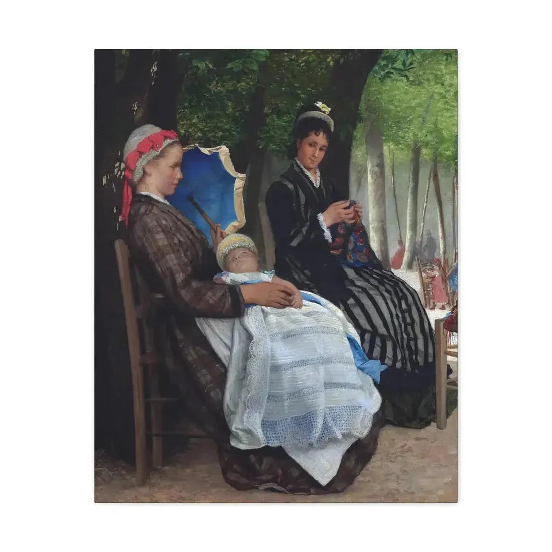 Lazare Meyer (1847-1934) A restful afternoon in the park 1878 - Canvas Wall Art 24″ x 30″ 1.25" - The Sticker Space