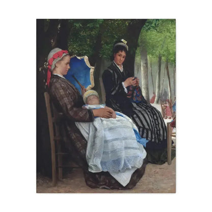 Lazare Meyer (1847-1934) A restful afternoon in the park 1878 - Canvas Wall Art 24″ x 30″ 1.25" - The Sticker Space