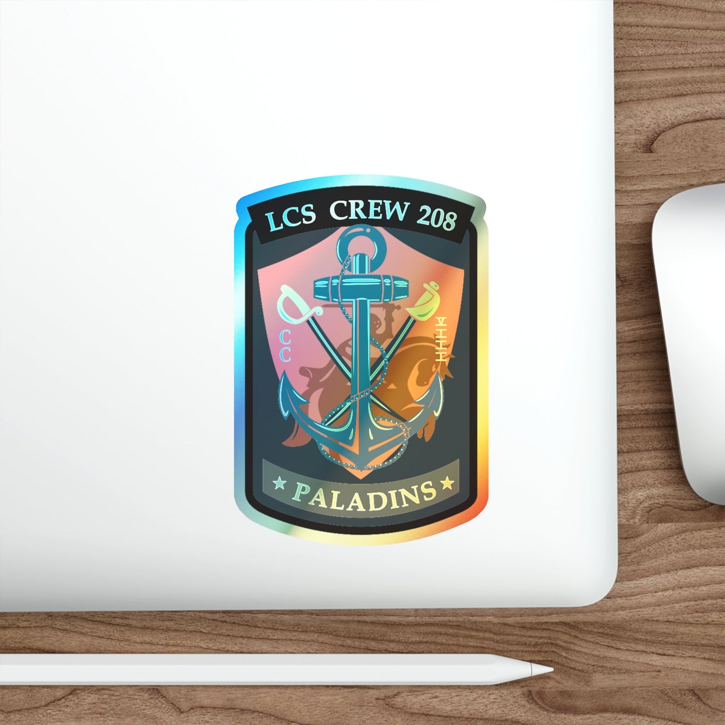 LCS CREW 208 (U.S. Navy) Holographic STICKER Die-Cut Vinyl Decal-The Sticker Space