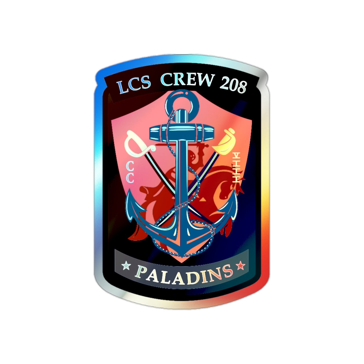 LCS CREW 208 (U.S. Navy) Holographic STICKER Die-Cut Vinyl Decal-2 Inch-The Sticker Space