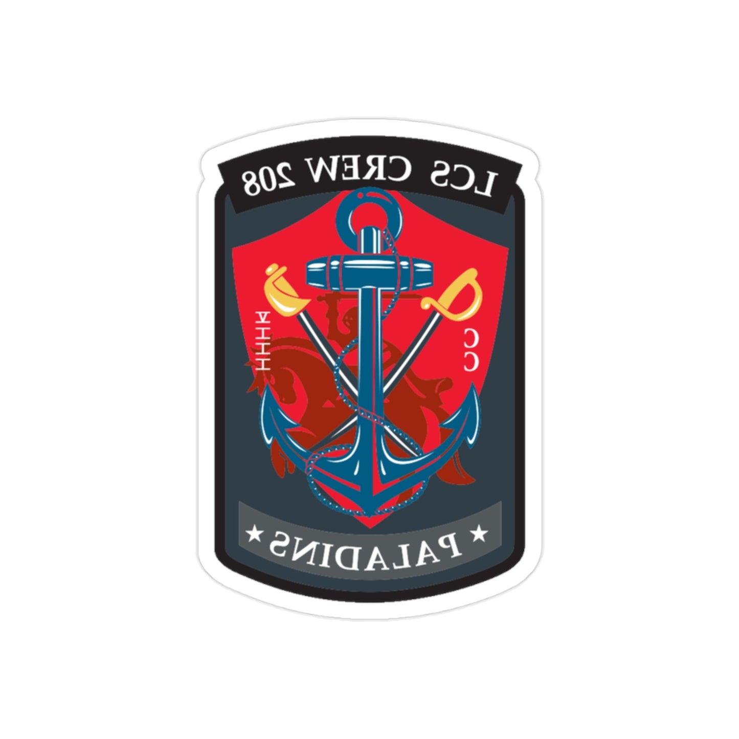 LCS CREW 208 (U.S. Navy) REVERSE PRINT Transparent STICKER-2" × 2"-The Sticker Space