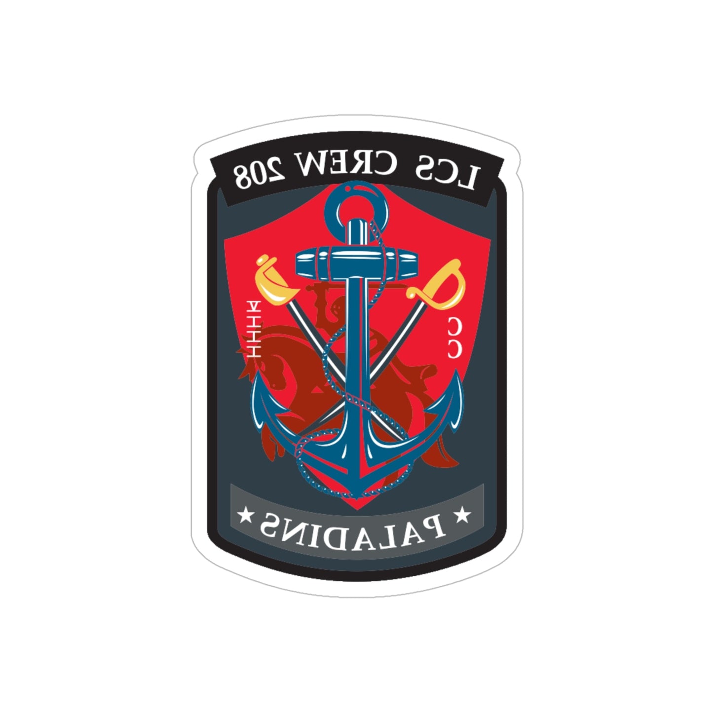 LCS CREW 208 (U.S. Navy) REVERSE PRINT Transparent STICKER-5" × 5"-The Sticker Space