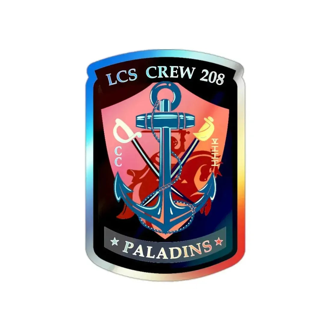 LCS CREW 208 (U.S. Navy) Holographic STICKER Die-Cut Vinyl Decal 2 Inch Holographic - The Sticker Space
