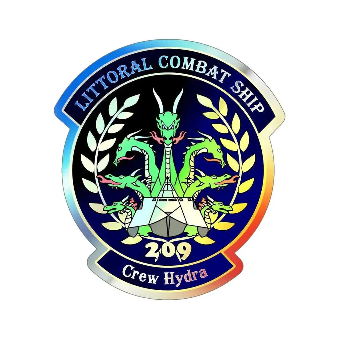 LCS Littoral Combat Ship Crew Hydra (U.S. Navy) Holographic STICKER Die-Cut Vinyl Decal 5 Inch Holographic - The Sticker Space