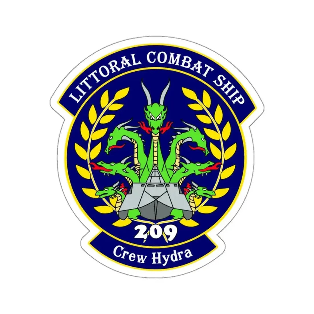 LCS Littoral Combat Ship Crew Hydra (U.S. Navy) STICKER Vinyl Kiss-Cut Decal 3 Inch White - The Sticker Space