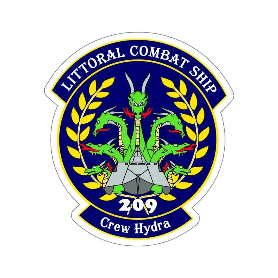 LCS Littoral Combat Ship Crew Hydra (U.S. Navy) STICKER Vinyl Kiss-Cut Decal 4 Inch White - The Sticker Space
