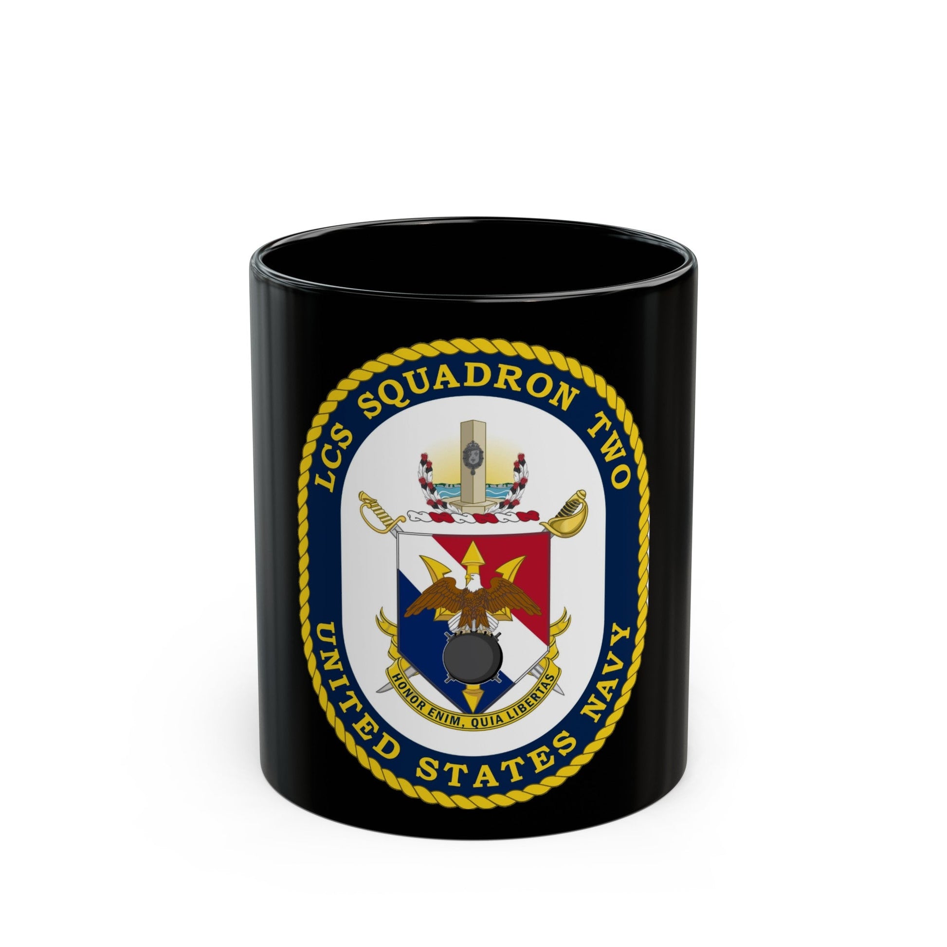 LCS Littoral Combat Ship LCS Squadron TWO (U.S. Navy) Black Coffee Mug-11oz-The Sticker Space