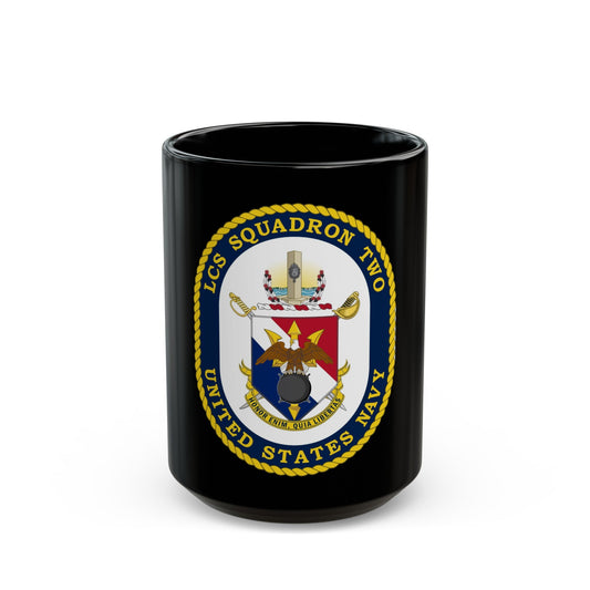 LCS Littoral Combat Ship LCS Squadron TWO (U.S. Navy) Black Coffee Mug-15oz-The Sticker Space