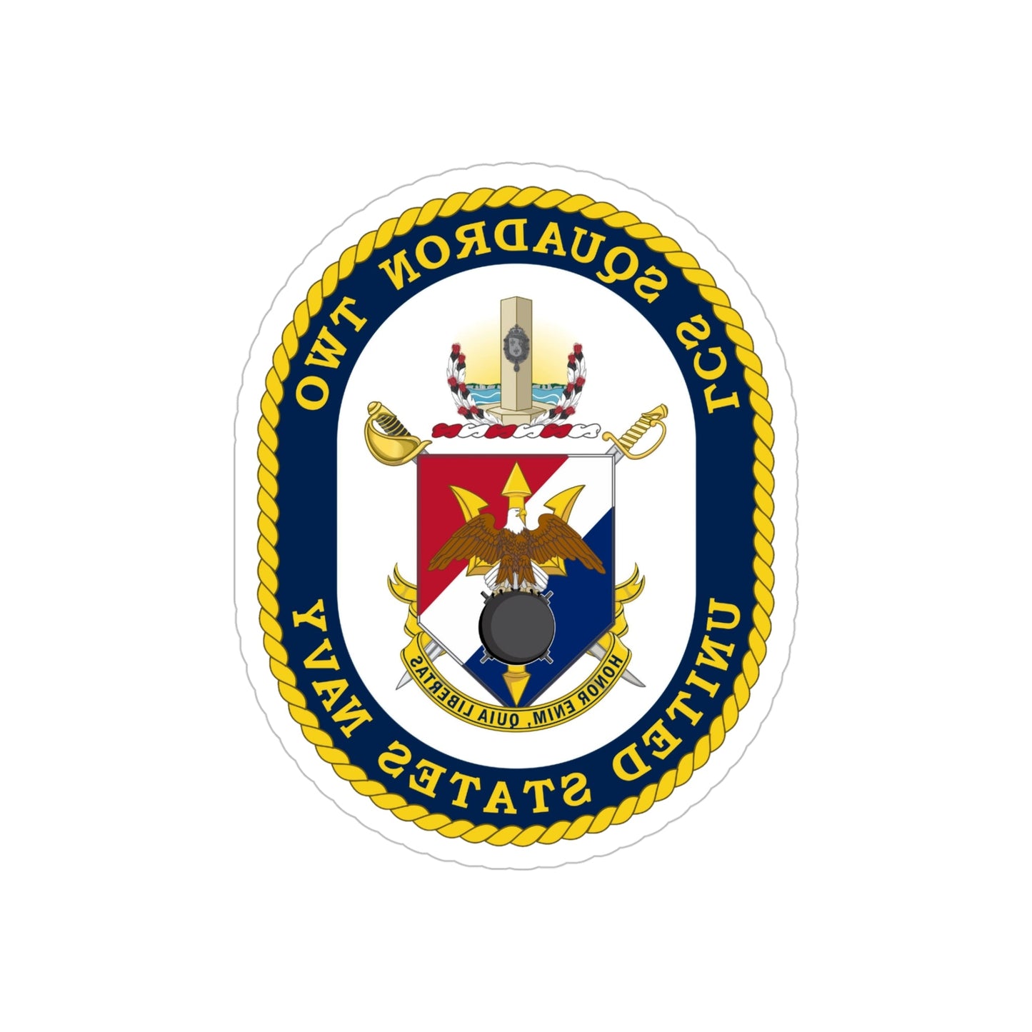 LCS Littoral Combat Ship LCS Squadron TWO (U.S. Navy) REVERSE PRINT Transparent STICKER-5" × 5"-The Sticker Space