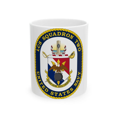 LCS Littoral Combat Ship LCS Squadron TWO (U.S. Navy) White Coffee Mug-11oz-The Sticker Space