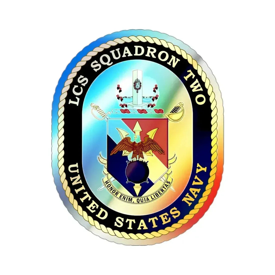 LCS Littoral Combat Ship LCS Squadron TWO (U.S. Navy) Holographic STICKER Die-Cut Vinyl Decal 3 Inch Holographic - The Sticker Space