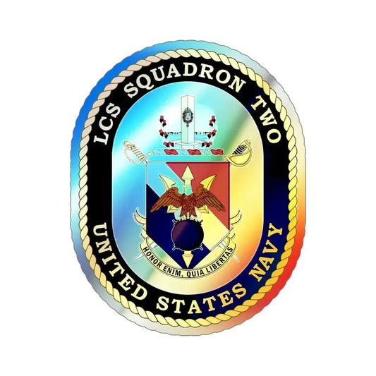 LCS Littoral Combat Ship LCS Squadron TWO (U.S. Navy) Holographic STICKER Die-Cut Vinyl Decal 6 Inch Holographic - The Sticker Space