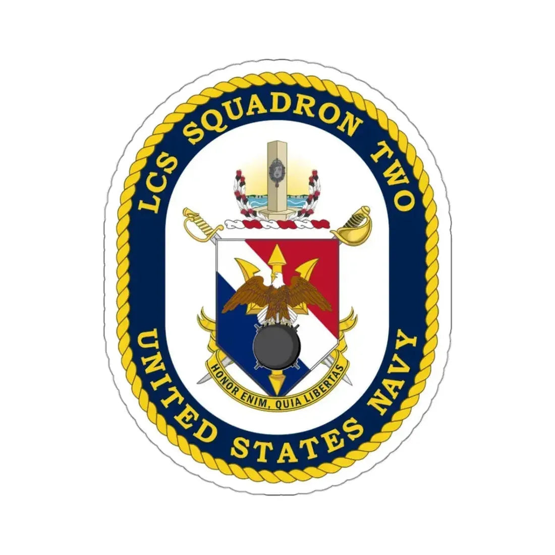 LCS Littoral Combat Ship LCS Squadron TWO (U.S. Navy) STICKER Vinyl Kiss-Cut Decal 3 Inch White - The Sticker Space