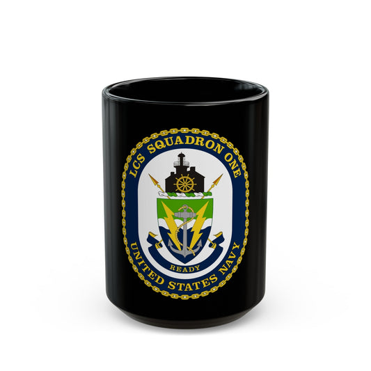 LCS Squadron One Littoral Combat Ship (U.S. Navy) Black Coffee Mug-15oz-The Sticker Space