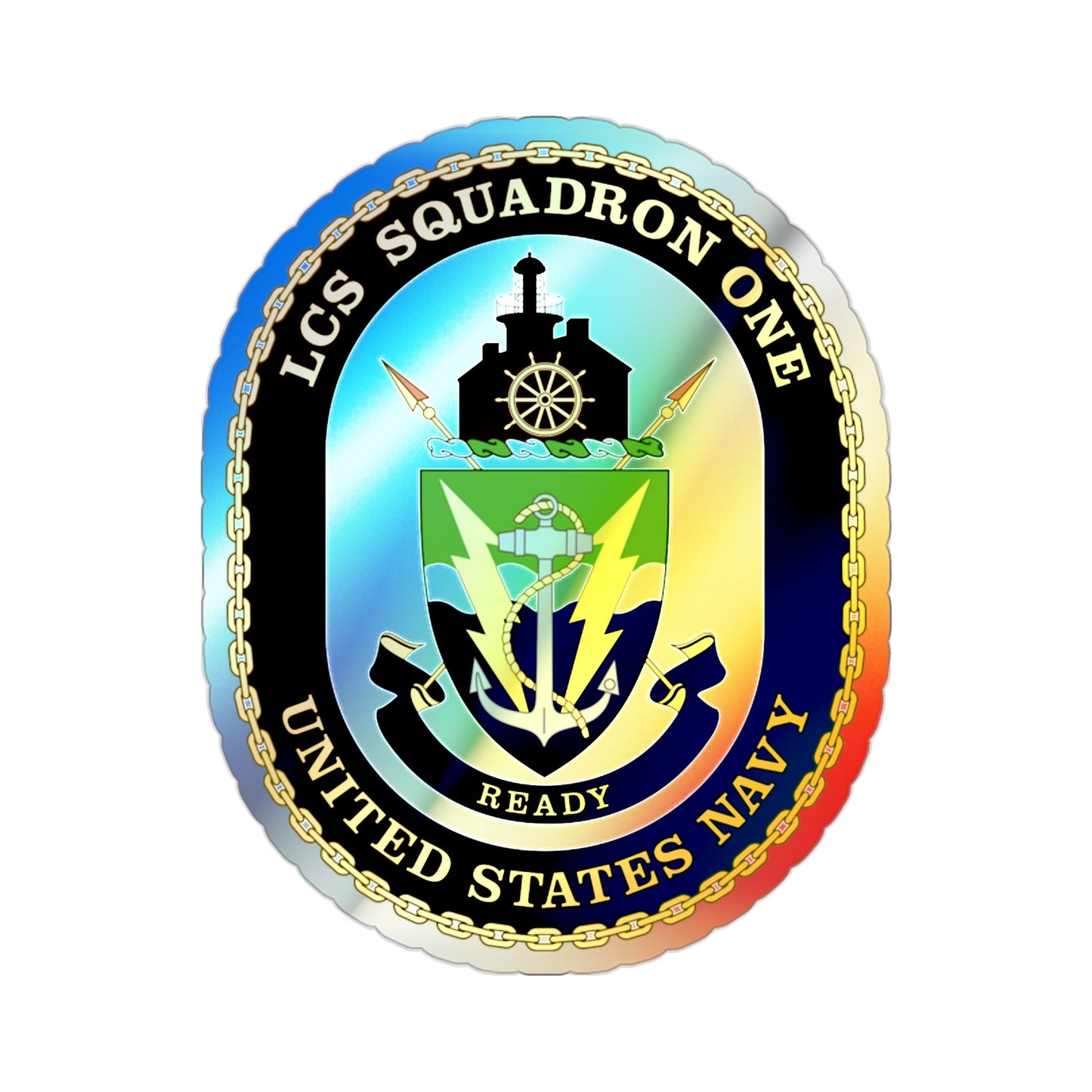 LCS Squadron One Littoral Combat Ship (U.S. Navy) Holographic STICKER Die-Cut Vinyl Decal-2 Inch-The Sticker Space