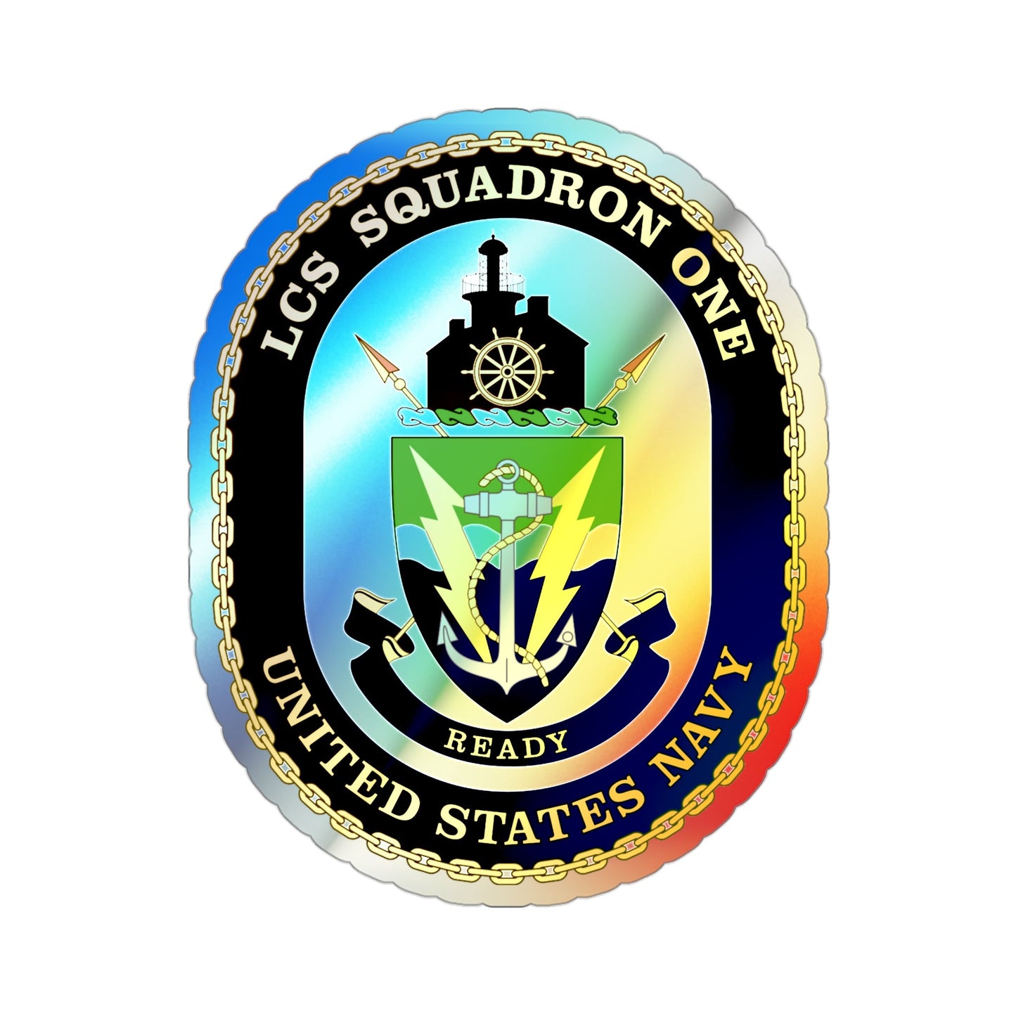 LCS Squadron One Littoral Combat Ship (U.S. Navy) Holographic STICKER Die-Cut Vinyl Decal-3 Inch-The Sticker Space