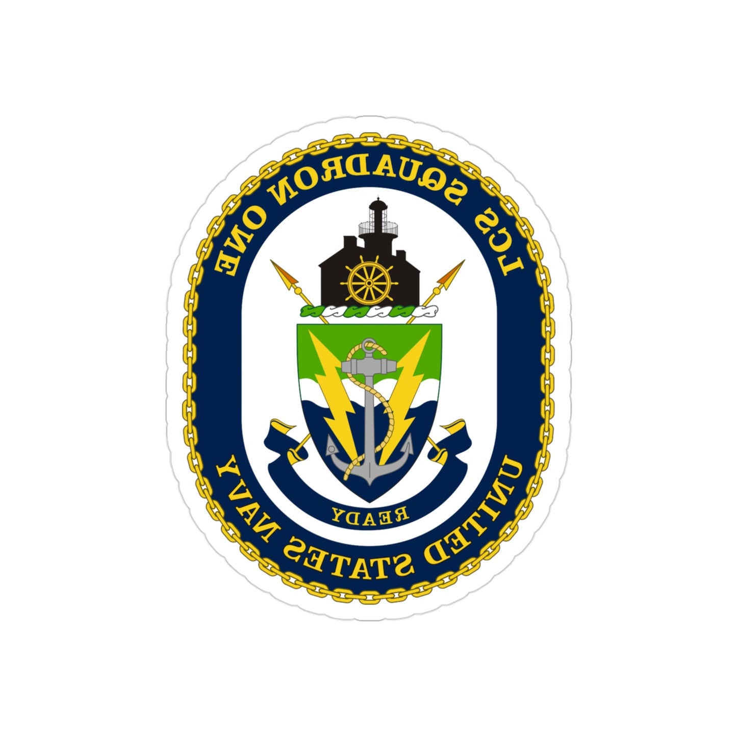 LCS Squadron One Littoral Combat Ship (U.S. Navy) REVERSE PRINT Transparent STICKER-3" × 3"-The Sticker Space