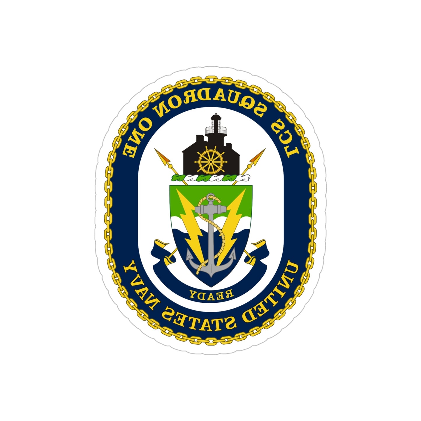 LCS Squadron One Littoral Combat Ship (U.S. Navy) REVERSE PRINT Transparent STICKER-5" × 5"-The Sticker Space