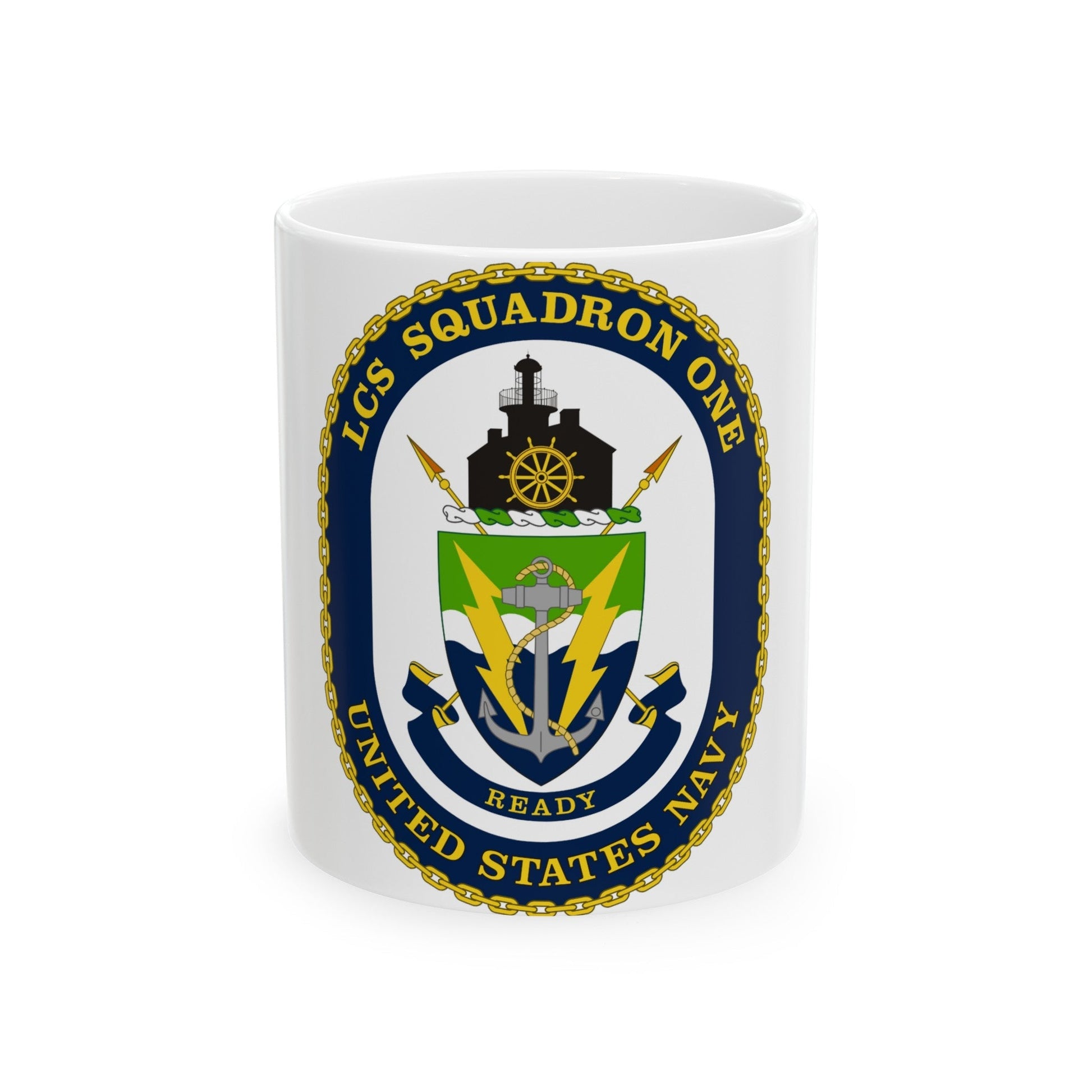 LCS Squadron One Littoral Combat Ship (U.S. Navy) White Coffee Mug-11oz-The Sticker Space