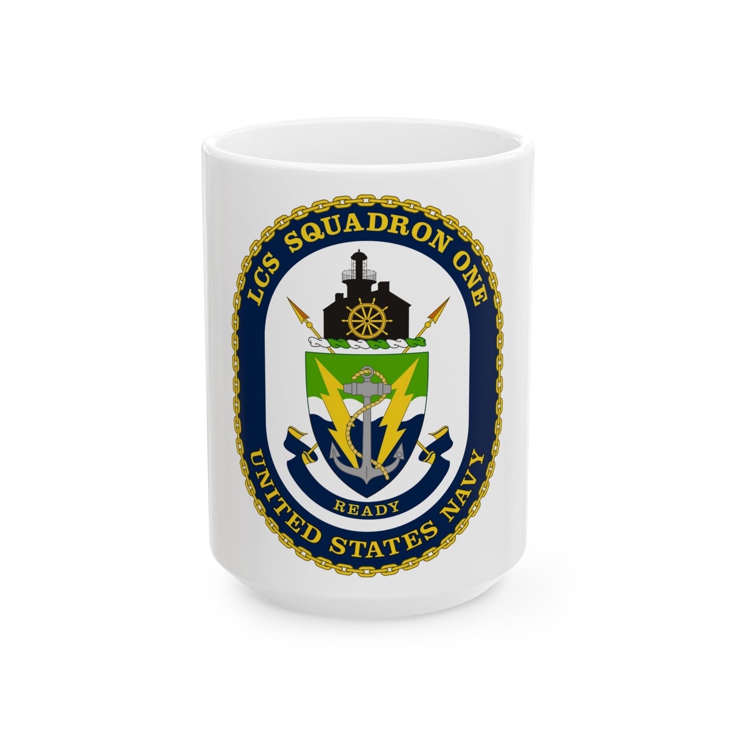 LCS Squadron One Littoral Combat Ship (U.S. Navy) White Coffee Mug-15oz-The Sticker Space