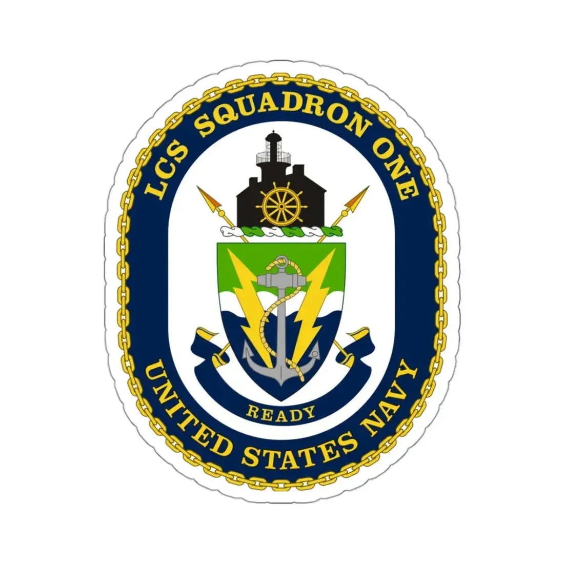 LCS Squadron One Littoral Combat Ship (U.S. Navy) STICKER Vinyl Kiss-Cut Decal 3 Inch White - The Sticker Space