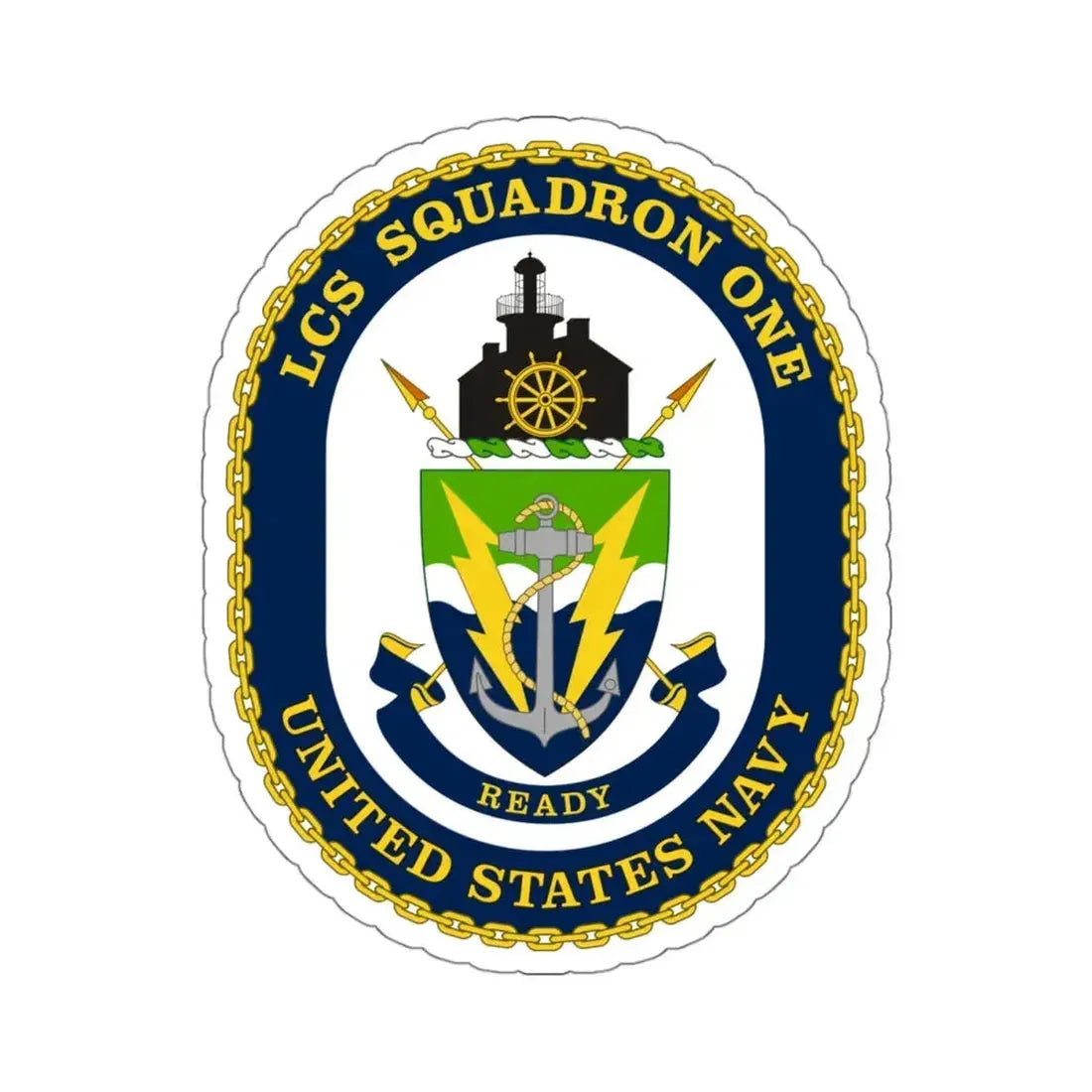 LCS Squadron One Littoral Combat Ship (U.S. Navy) STICKER Vinyl Kiss-Cut Decal 4 Inch White - The Sticker Space