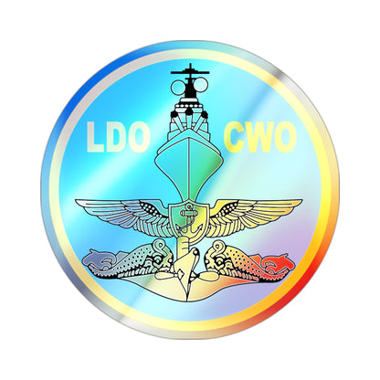 LDO CWO Patch (U.S. Navy) Holographic STICKER Die-Cut Vinyl Decal-2 Inch-The Sticker Space