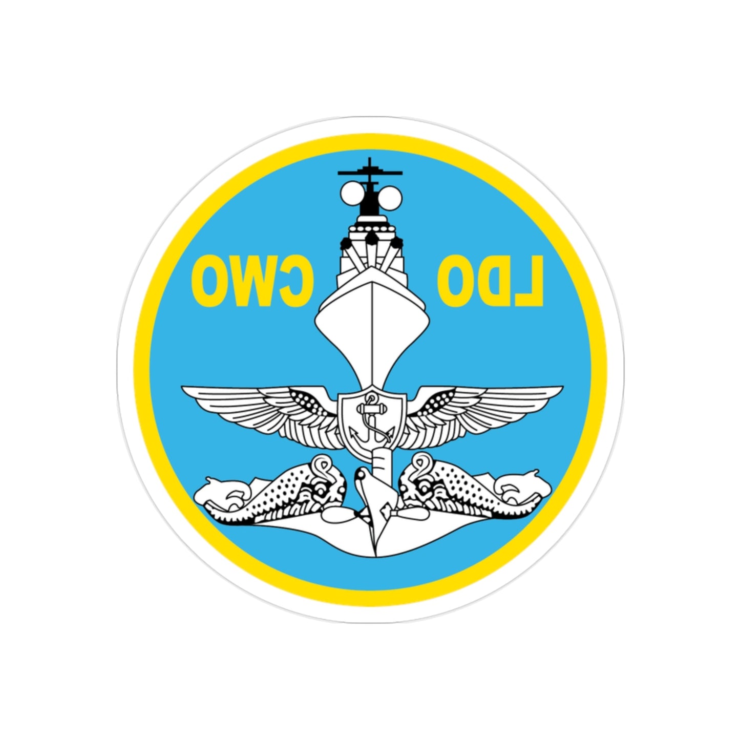 LDO CWO Patch (U.S. Navy) REVERSE PRINT Transparent STICKER-2" × 2"-The Sticker Space