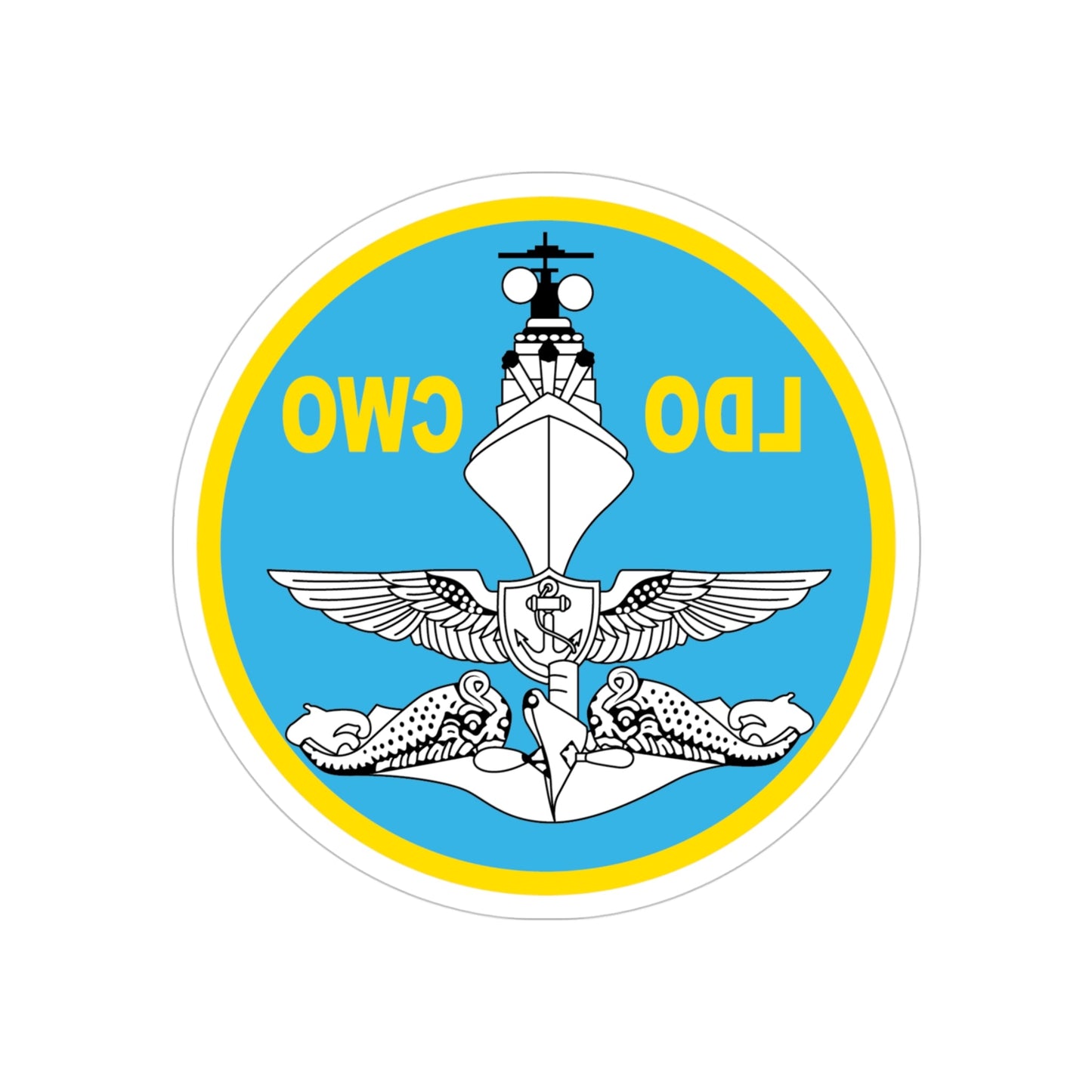 LDO CWO Patch (U.S. Navy) REVERSE PRINT Transparent STICKER-4" × 4"-The Sticker Space