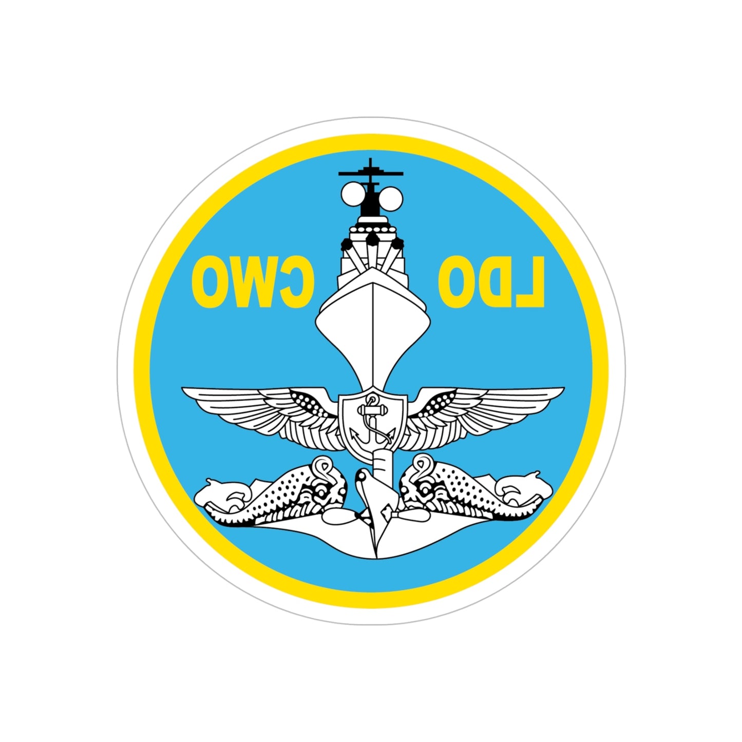 LDO CWO Patch (U.S. Navy) REVERSE PRINT Transparent STICKER-5" × 5"-The Sticker Space