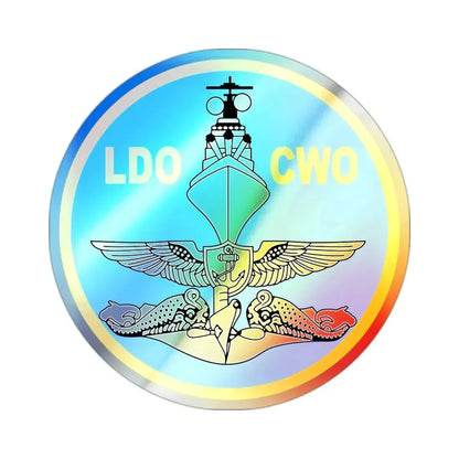 LDO CWO Patch (U.S. Navy) Holographic STICKER Die-Cut Vinyl Decal 2 Inch Holographic - The Sticker Space