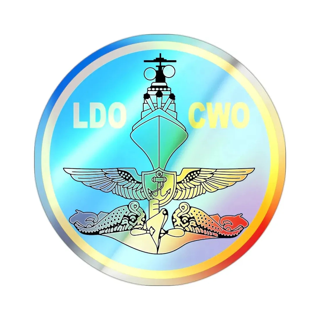 LDO CWO Patch (U.S. Navy) Holographic STICKER Die-Cut Vinyl Decal - The Sticker Space