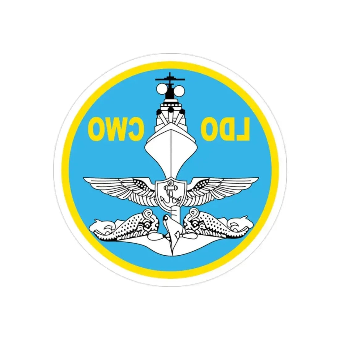 LDO CWO Patch (U.S. Navy) REVERSE PRINT Transparent Die-Cut STICKER 2 Inch Die-Cut Transparent - The Sticker Space