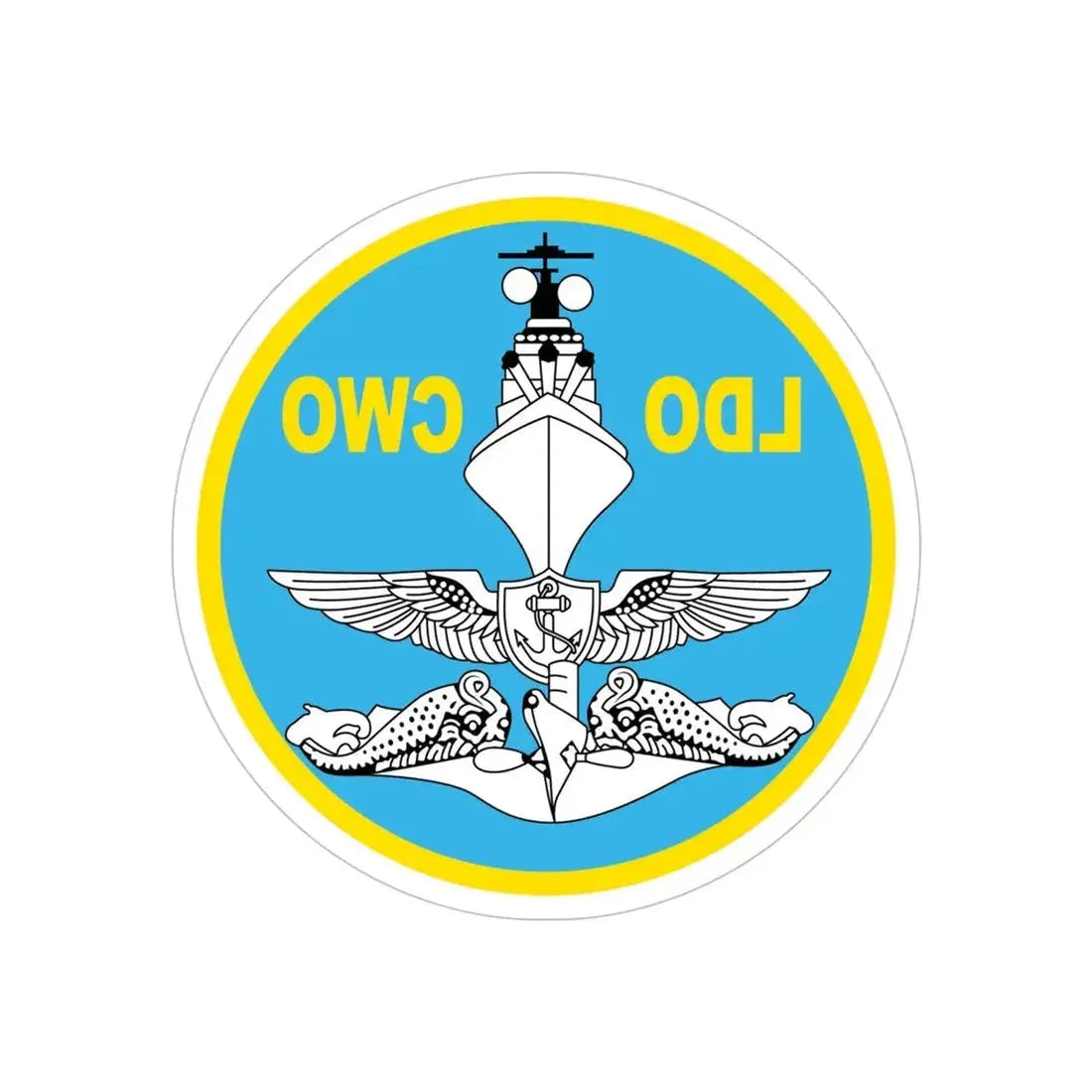 LDO CWO Patch (U.S. Navy) REVERSE PRINT Transparent Die-Cut STICKER 5 Inch Die-Cut Transparent - The Sticker Space